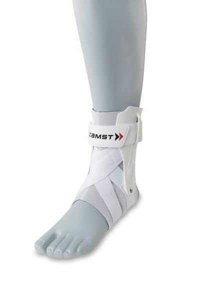 ZamstA2-DX White Ankle Brace for Sports - Breathable Sports Ankle Support for Men and Women with Guard Stabilizers for High-Grade Ankle Sprain - Right, Small