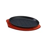 RCGOFOLLOW Sartén de hierro fundido: una opción práctica para servir comidas deliciosas y crear experiencias gastronómicas memorables. Bandeja de Para madera para cocinar hierro fundido, 23 x