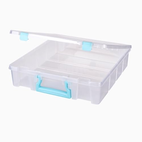 Image of ArtBin Super Satchel 1-Compartment Craft Storage Box, Clear | One Open Compartment, 15.2 x 8 x 6.2 Inches, Secure Latches, Stackable, Clear Durable Polypropylene