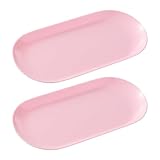 SUTOKAKA 2 Pack Pink Plastic Jewelry Tray Decorative Dish, Small Oval Candy Dessert Plate, Manicure Tools Placing Supplies for Home Salon Storage