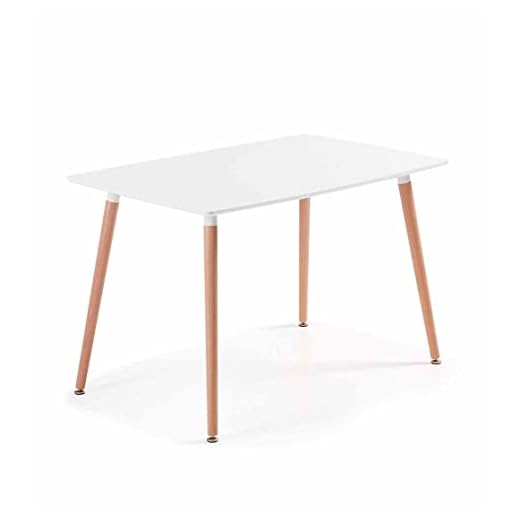 CAMBIA TUS MUEBLES - Mesa comedor Nórdica. Mesa cocina blanca. Patas madera de Haya. (Rectangular 120x80 cm)