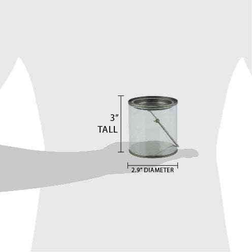 Mini Clear Plastic Paint Cans (6-Pack), Little 3-Inch Tall "Miniature" Crafts and Party Favor Cans; Not for Liquid or Heavy Objects, 1-Cup Capacity