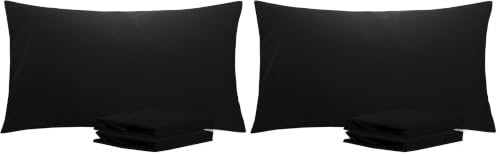 Image of NTBAY King Pillowcase Set - 4 Pack Brushed Microfiber 20x36 Pillowcases - Soft, Wrinkle-Free, Fade-Resistant, Stain-Resistant, Black Pillowcases with Envelope Closure - 20x36 Inches, Black