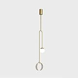 Lámpara colgante de techo LED para interiores, moderna lámpara colgante de mediados de siglo, acabado en latón cepillado con pantalla de cristal blanco, ideal para sala de estar, dormitorio, comedor,
