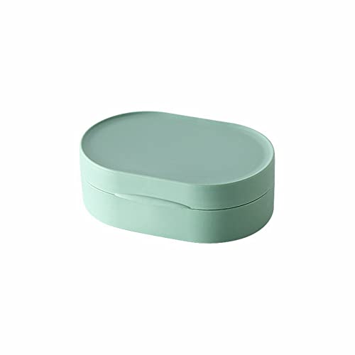 Macaron Color Travel Jabonera Creativa Caja de Jabón Impermeable con Tapa Caja de Jabón de Plástico Soporte de Cocina Barra Colgante Madera (Verde, Talla Única)