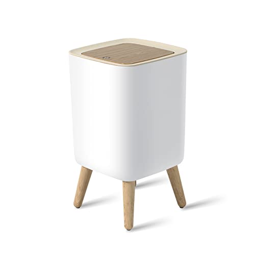 Caneca de basura para baño con tapa 2.6 galones blanca
