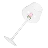 FUNNETOYU Copa de Vino Cristal Rosa Elegante con Diseño de Rosa Vaso de Cristal Clásico para Uso Casa y Fiestas Reutilizable y Resistente Copa Grande para Vino y Champán