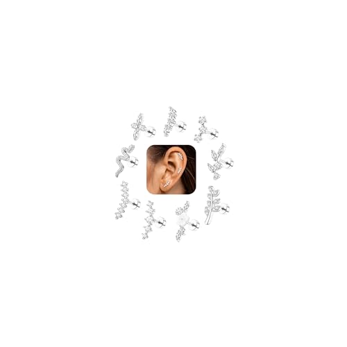 Helix Piercings Chirurgenstahl Piercing Ohr Gold - 9Pcs 16G Tragus Conch Helix Piercing Chirurgenstahl Ohrringe Gold Stecker Ohrpiercing Silber CZ Blume Flat Tragus Conch Piercings Set Silber Helix Piercings Chirurgenstahl Piercing Ohr Gold - 9Pcs 16G Tragus Conch Helix Piercing Chirurgenstahl Ohrringe Gold Stecker Ohrpiercing Silber CZ Blume Flat Tragus Conch Piercings Set Silber