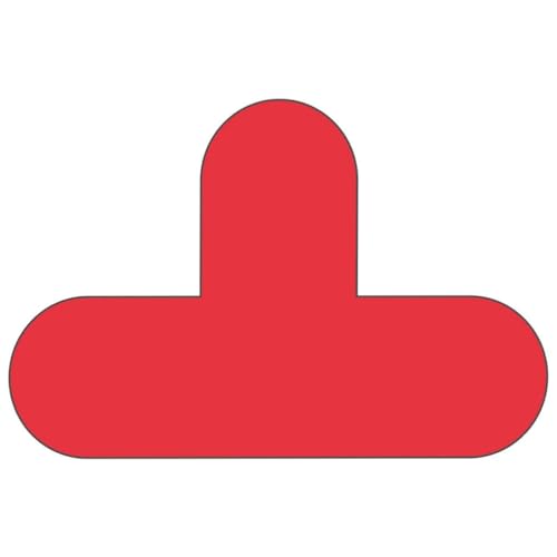 Floor Signals - Floor Adhesive Sign, Warning Stickers, Safety Sign - T - H.200 x W.300 - Pack of 10 - Red