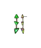  Konplott: pendelnde Ohrstecker Jumping Angles white/lila AB green, einreihige hängende Ohrstecker mit Kristallplättchen in grün, für Damen/Frauen