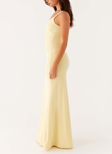Image of Yiulangde Womens Elegant Spaghetti Strap Maxi Dress Backless Cut Out Bodycon Summer Cami Dress Sexy Formal Cocktail Dresses