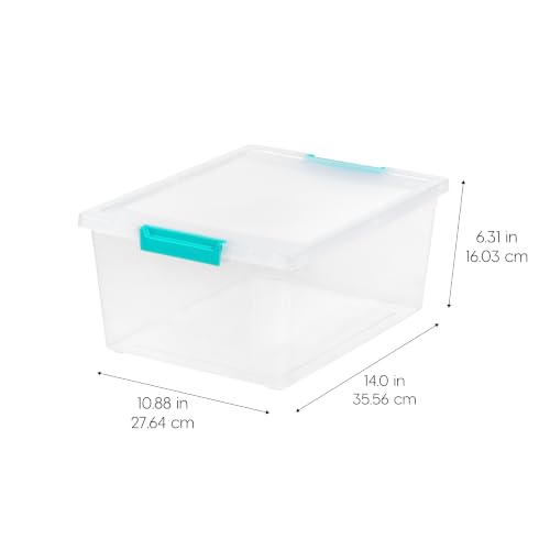 IRIS-USA-Storage-Bins-with-Lids-Made-in-USA-12-Qt-4-Pack-Clear-Sensory-Craft-Organizers-Plastic-Clip-Box-Totes-Flat-Containers-for-Organizing-Paper-Office-Art-Study-Supplies