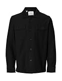 Selected Homme Black Sweat-Shirt Adulte Coupe Normale Col Polo Manches Longues