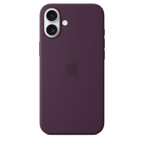 Image of Apple iPhone 16 Plus Silicone Case with MagSafe and Camera Control: Lightweight Phone Case, Wireless Charging Compatible, Smooth Matte Finish; Plum