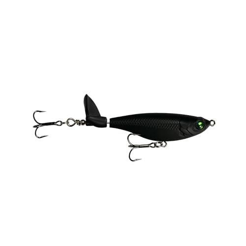 6th Sense Scramble 80 Topwater Plopper-Style Lure with Rotating Tail & Premium Hooks Explosive Bass Fishing Action (Matte Black 80mm)
