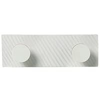 DRW Wandgarderobe aus Holz mit 2 Metallhaken in Weiß, 9,5 x 28 x 6,5 cm