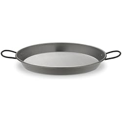 Paellera Acero Pulido Induccion La Valenciana - Paella de Acero Pulido, con recubrimiento antiadherente (34 cm, Apta para inducción, Asas de cerámica), Color Negro