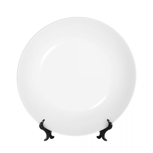 AKAISOEDN Custom Photo Ceramic Decorative Plates with Photo Logo Text Personalized Bone China Decorative Plate for Wall Hanging Living Room Bathroom Decor, White, 8in