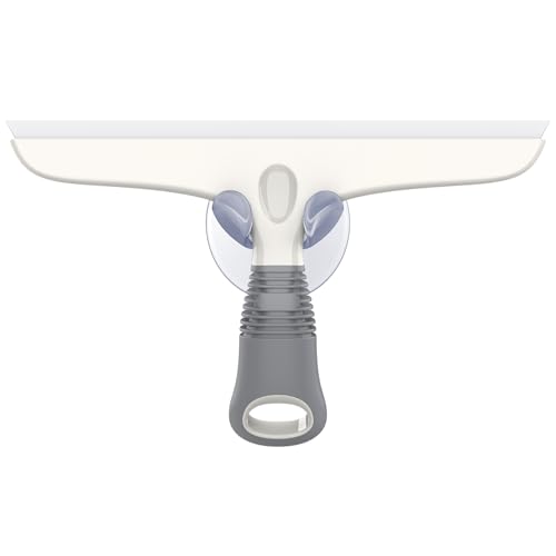 MR.SIGA Raclette Vitre Silicone avec Support Ventouse, Raclette Vitre Professionnel pour Pare-Brise de Voiture, Fenêtre, Porte de Douche, Salle de Bain, Blanc...