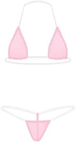 Oneheekini Women's Extreme Sexy Micro Bikini Sheer G String See Through Lingerie Tiny Bathing Swimsuits
