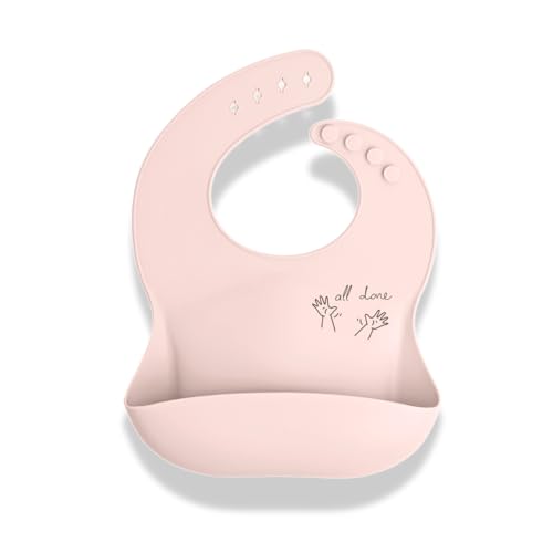 Image of APLAINR Baby Sign Language Bib, Silicone Baby Bibs, ASL Graphics, Food Catcher, Adjustable, Waterproof, Soft, 6-36 Months