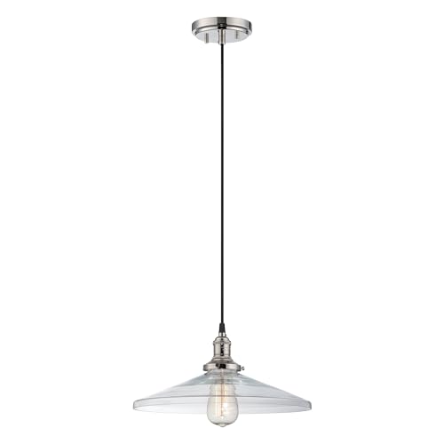 Image of Nuvo Lighting 60 /5408 Vintage Incandescent One Light Pendant Angled Clear Glass Polished Nickel