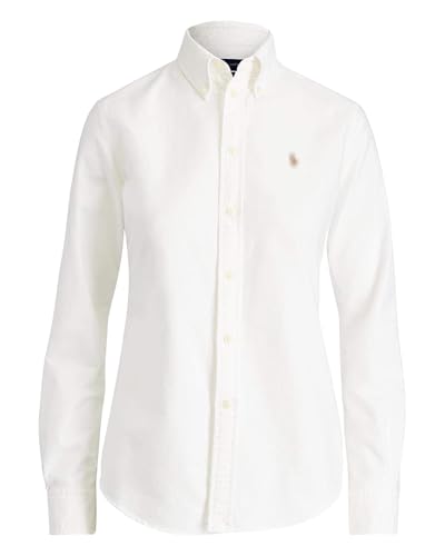 Womens Slim Fit Oxford Cotton Shirt - Classic Americana Style Long Sleeve Button Down Blouse - The Iconic Multi-Tone Logo You are Looking for