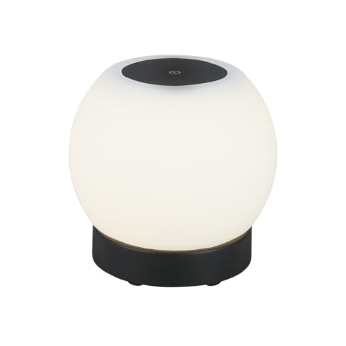 BRILONER - Lámpara LED de sobremesa a pilas, regulable, lámpara LED de sobremesa de cristal sin cable, función táctil, 3.300K blanco cálido, negro, 150x160 mm (HxD)