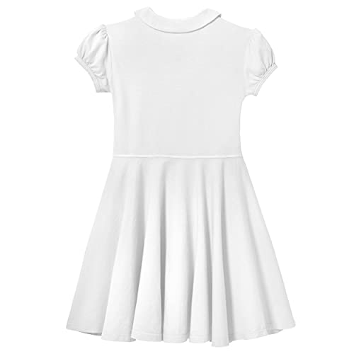 Image of City Threads Little Girls' Peter Pan Collar Cotton Polo Puff Tee Blouse Button Top Dress