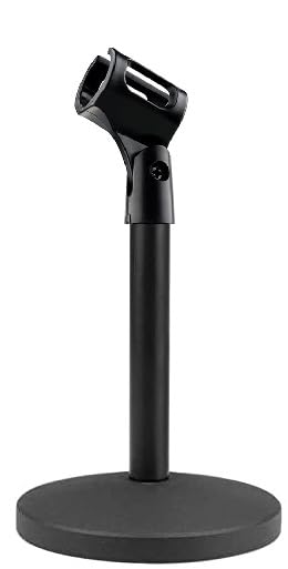 kh Desk Microphone Stand – Heavy Metal Base Table Mic Stand with Universal Clip & Thread Adapter for Streaming, Podcasting, Studio Recording, Black-image-19