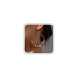 Aneneiceera Vintage Wooden Bead Circle Dangle Earrings Exaggerate Hollow Hoop Earrings Large Circle Earring Ethnic Bead Drop Earring Jewelry for Women