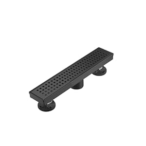 Linear Shower Floor Drain, Matte Black 12 Inch 304 Stainless Steel Bathroom Drains Kit, Long Rectangular Shower Trench Drain with Square Pattern Drain Cover & Hair Catcher