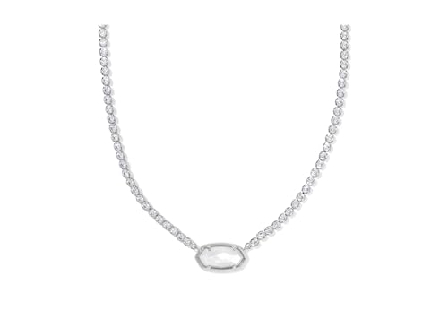Kendra Scott Womens Elisa Tennis Necklace Silver Ivory Mother of Pearl One Size