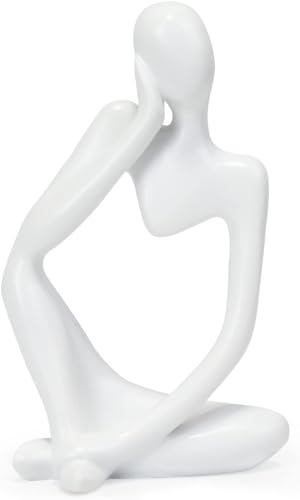 Estatua Abstracta Minimalista de Resina Thinker Blanca Pequeña miniatura 1