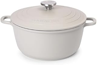 Casserole Dishes with Lid Oven Proof  Non Stick Shallow Dutch Oven  Induction Cooking Pot  Oven Safe Aluminium Stockpot  3.9L, 28cm, Cream  by Nuovva
