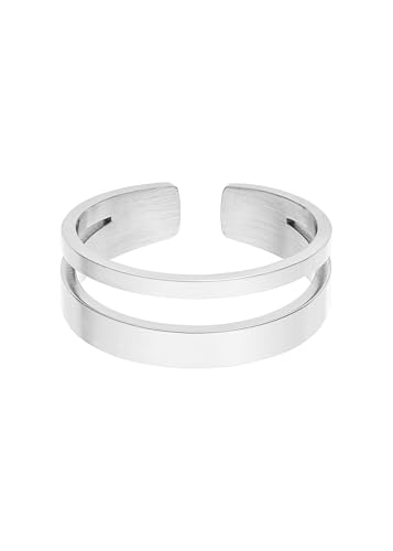 Purelei Anillo ajustable Soulbond – Anillo ajustable de doble fila, acero inoxidable chapado en oro de 14 quilates, chapado en oro rosa de 18 quilates o plata, resistente al agua (talla 56 – 60