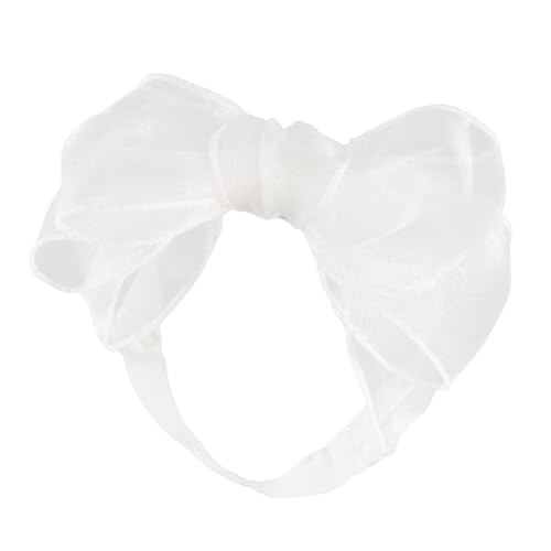 Image of Asphinien Lace Big Bow Baby Girls Headband Floral Hair Band Toddlers Newborn Infants Christening Baptism Party Hair Accessories for 0-36 Months Elastics Hairband (Style 7)