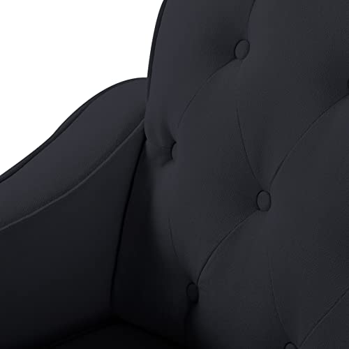 Koihome Square Arm 77.2, 3-Seater Chaise Tufted Backrest, Solid Rubber Wood Legs, Lounge Sofas Small Space, Recliner Couch Daybed For Living Room,Bedroom,Office, Black #TOP4