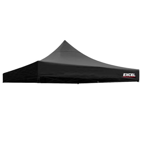 Excel 3m x 3m Gazebo Roof Replacement Canopy – Heavy-Duty Waterproof Cover in Black | UV-Resistant Fabric for Pop-Up Gazebo Frames