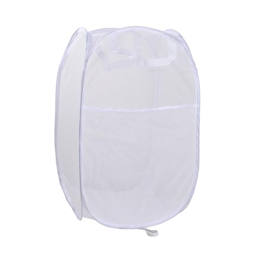 Panier à Linge Pliable avec Manipuler, Pop Up en Maille Corbeilles à Linge, Paniers de Rangement pour Vêtements Sales Pliage, Bac à Linge Sale avec Poignées pour maison chambre des enfants (Blanc)