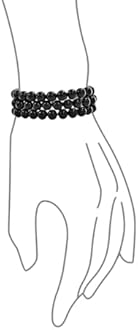 Bling Jewelry Set Of 3 Gemstone Black Onyx Round Bead 8MM Stretch Bracelet For Women Teen For Men Multi Strand Stackable Adjustable