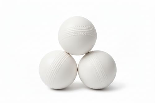 Image of Kizlo 80GM Heavy Plastic Cricket Training Ball - Hard Plastic Unbreakable Ball for Bowling, Batting & Bounce Drills (White, Set of 3)