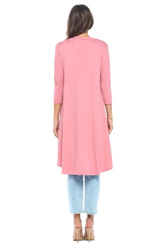 Image of Women's 3 /4 Sleeve Soft Open Front Casual Flowy Long Viscose Made from Bamboo Cardigan