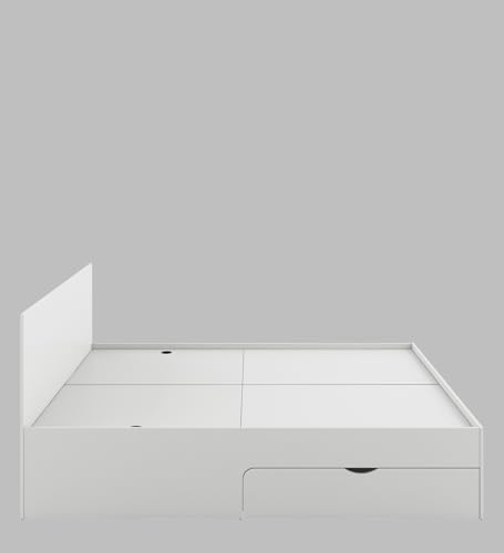 Image of Bridon King Size Drawer Bed, Engineered Wood, Frosty White Finish | Storage & Durability | Knock-Down Delivery