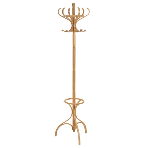 LOLAhome Perchero de pie Thonet con paragüero Natural de Madera de álamo de 182 cm