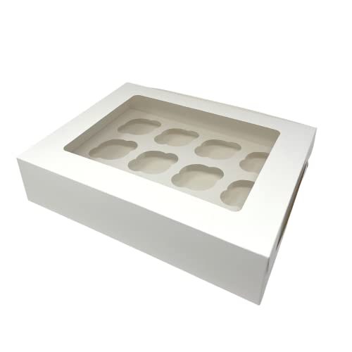 Decoraciondulce - 5 x Cajas Blanca para Transportar Cupcakes, Muffins,Magdalenas con (12 Cupcakes) Cover