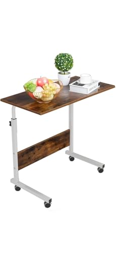 smallrun Mesa portatil Ordenador Escritorio con Ruedas 60 * 40CM Mesa Auxiliar de Altura Ajustable para Dormitorio (Vintage)