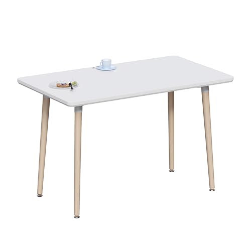 Vida Designs Batley Square Dining Table With Solid Beech Wood Legs, Modern Dining Room (White, 4 Seater)