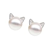 Pendientes de gatito resistentes a las alergias con detalles de perlas, de cobre, ligeros, para uso diario, collar o pendientes de copepr, One Size, como se describe, como se describe