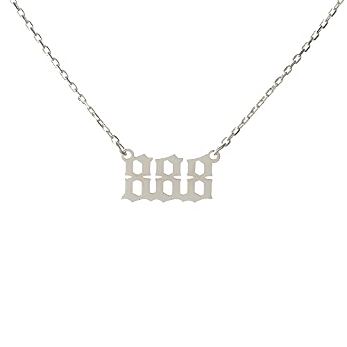 Silver Angel Number Necklace, 925 sterling silver with gold plated angel number necklace (888 Angel Number)